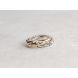 Brighton Neptune's Rings Trio Ring Two Tone Gold Silver Rhinestone Size 7.25